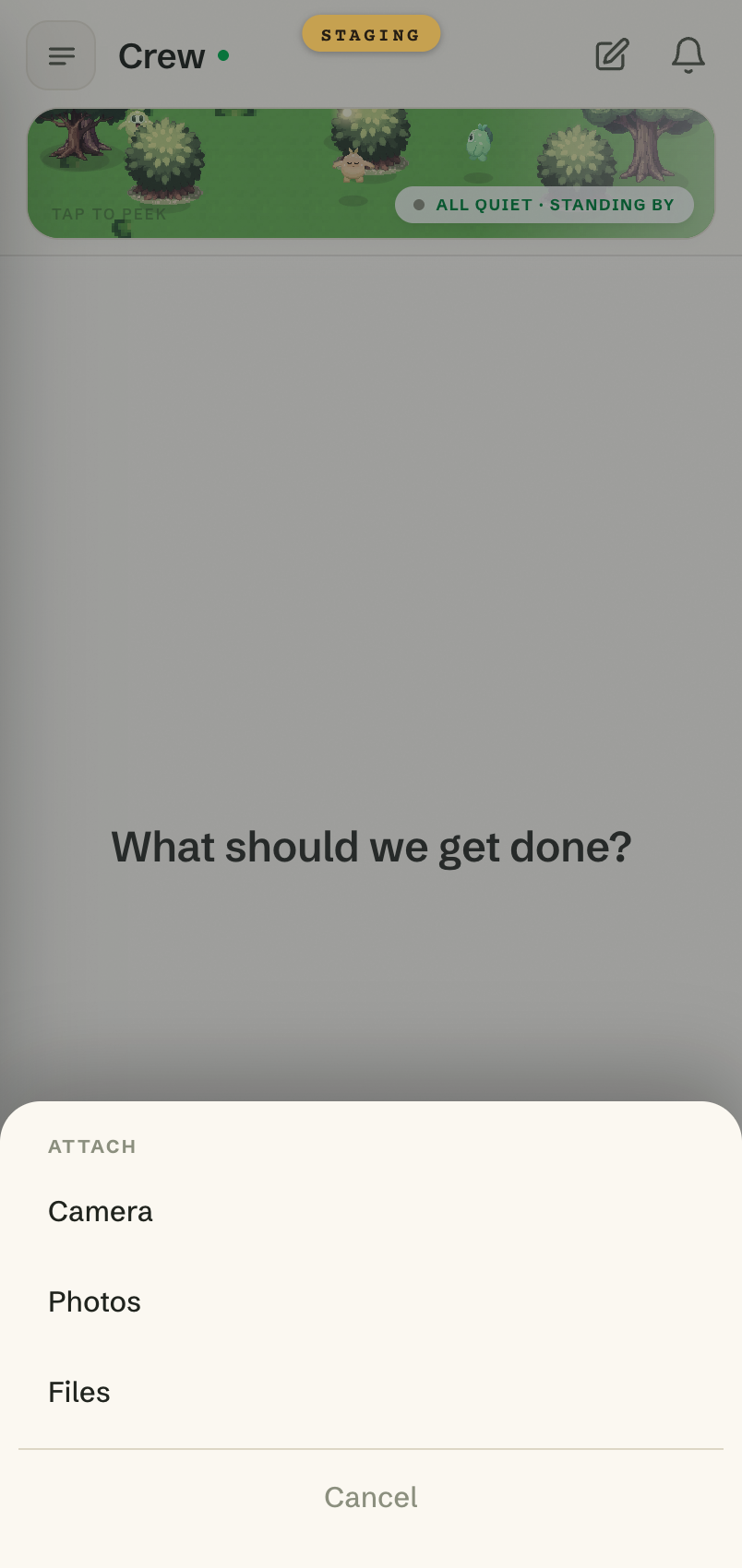 Attach menu